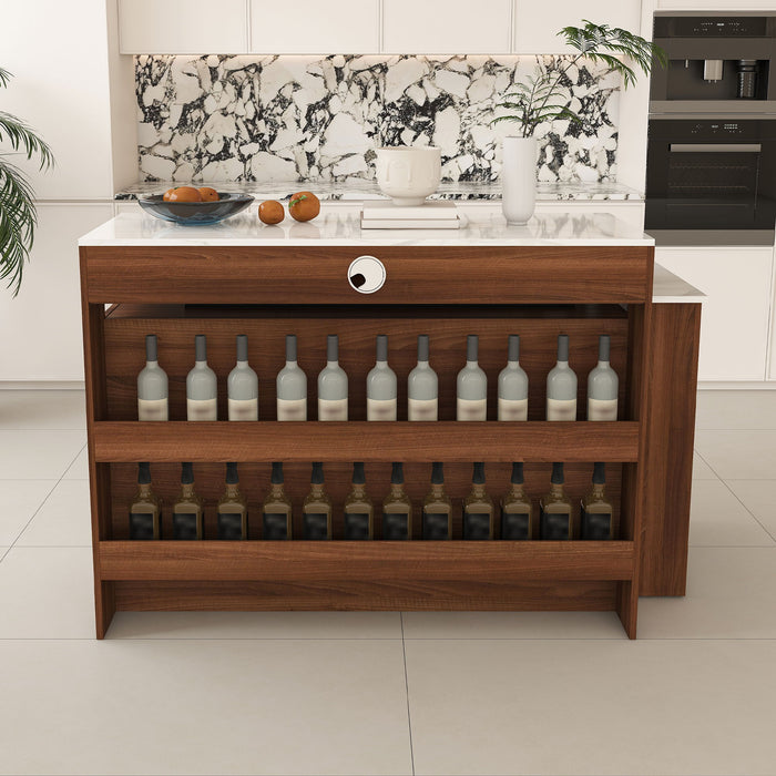 Kitchen Island With Extendable & Rotating Table