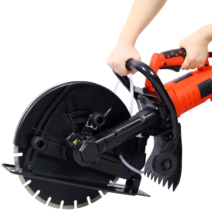 Electric 14" Cut Off Saw With Wet / Dry Functionality And Water Line Attachment Metal, 30" Length - Black