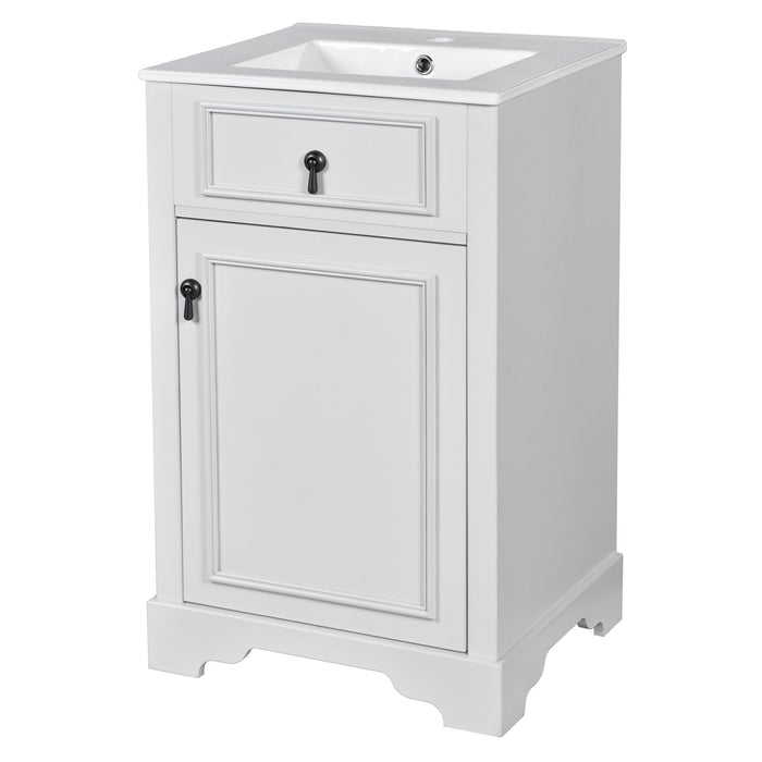 Elegant Bathroom Vanity With Ceramic Sink, Soft Close Door, Adjustable Shelf