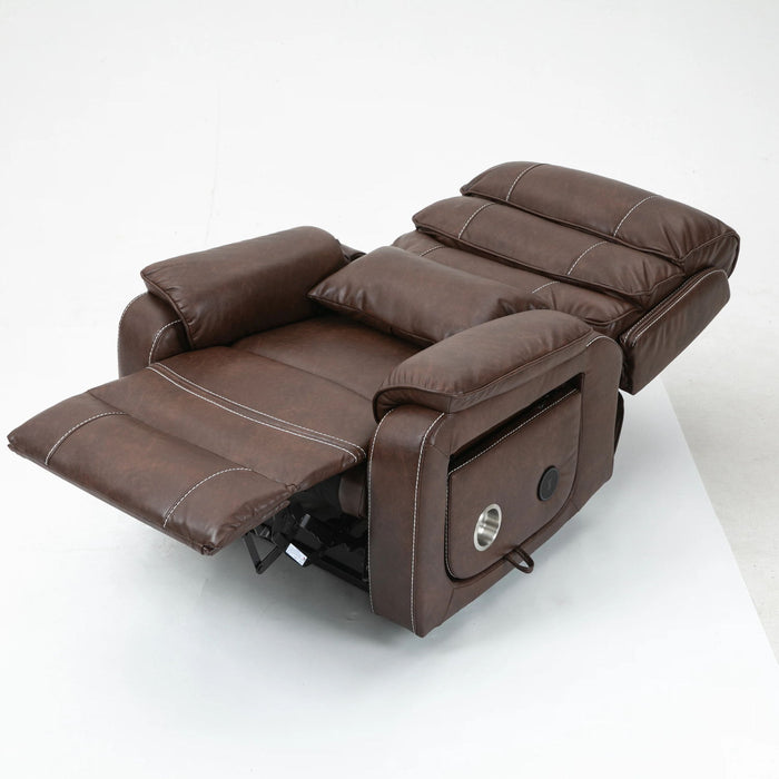 180 Degree Recliner Chair With Wireless Charging, Lumbar Support, And Dual Motor Lift - Brown