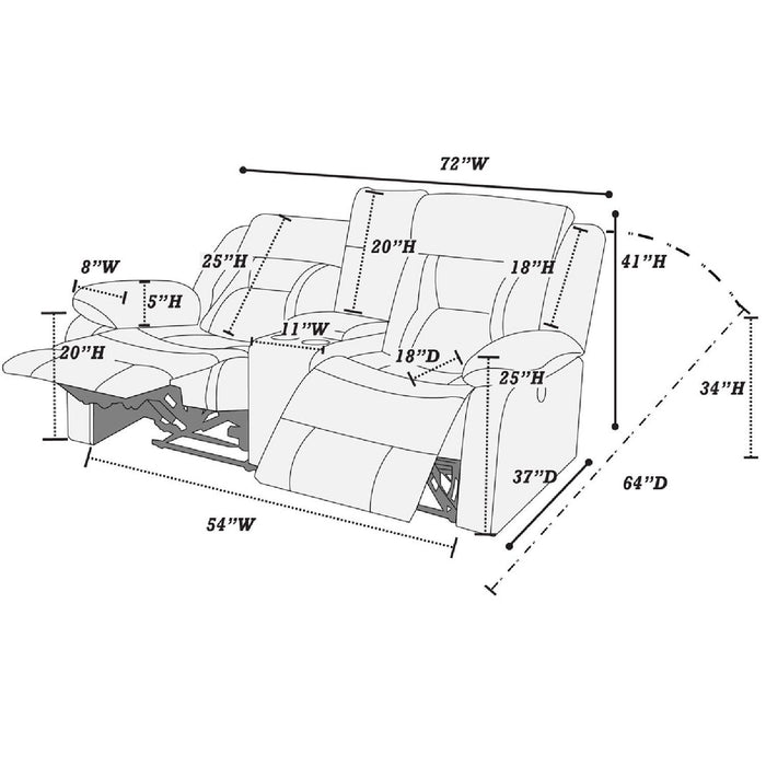 Modern Reclining Loveseat With Console, Cup Holders, Storage
