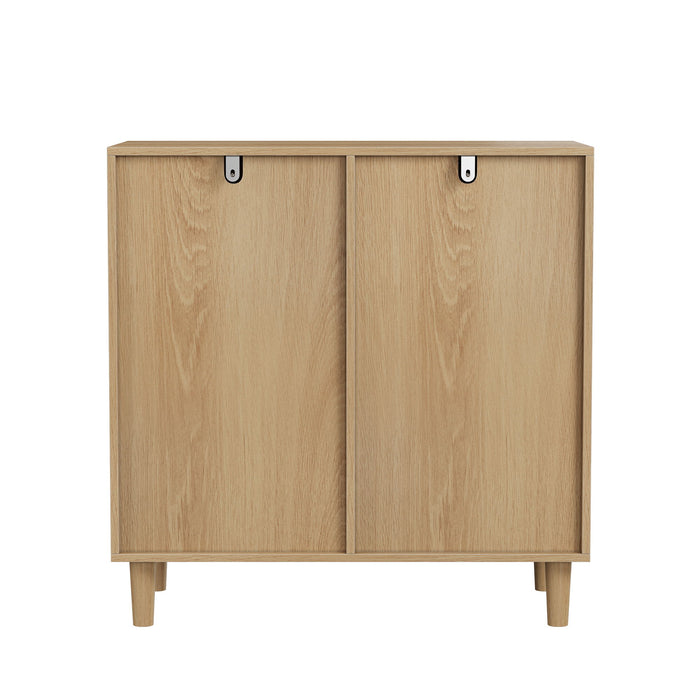 Sloping Laundry Basket With Removable Inner Bin, Concealed Storage Cabinet For Bathroom - Oak
