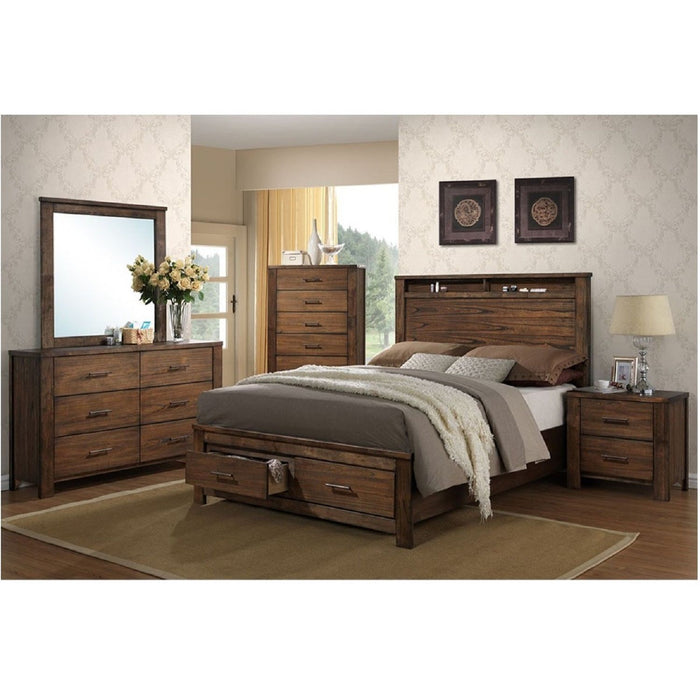 Eastern King Bed With Footboard Drawers Furniture - Oak