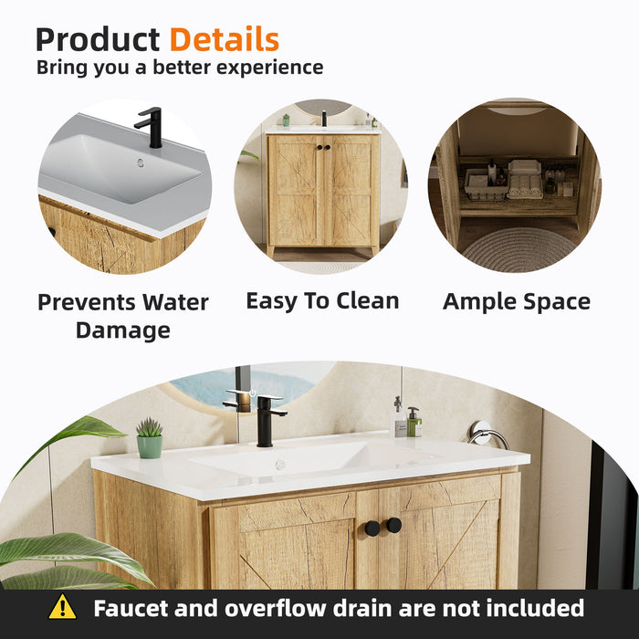 Folding Floor Cabinet With Ceramic Sink, Space Saving