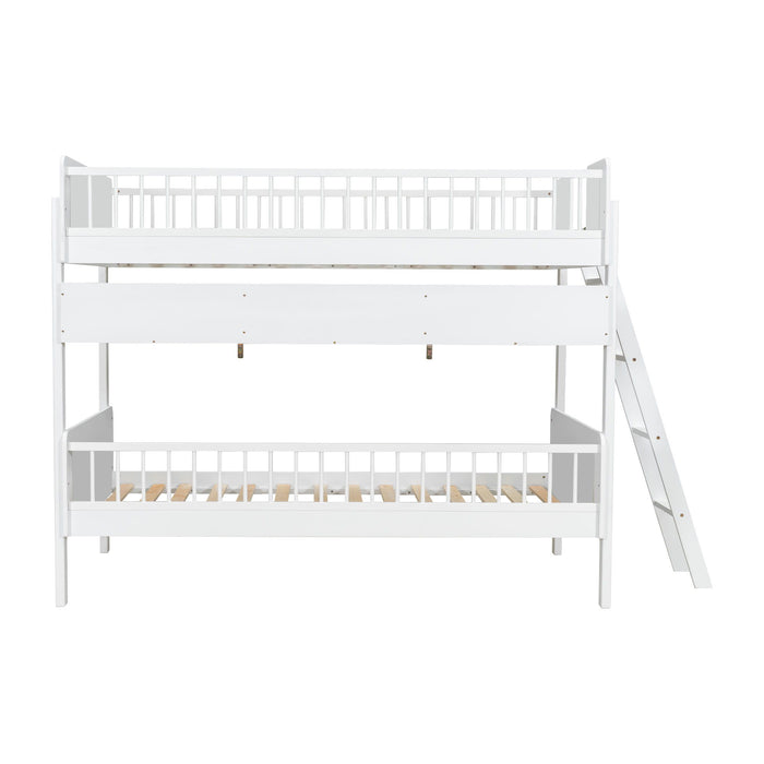 Bunk Bed With 3 Storage Shelves, Adjustable Ladder Left Or Right