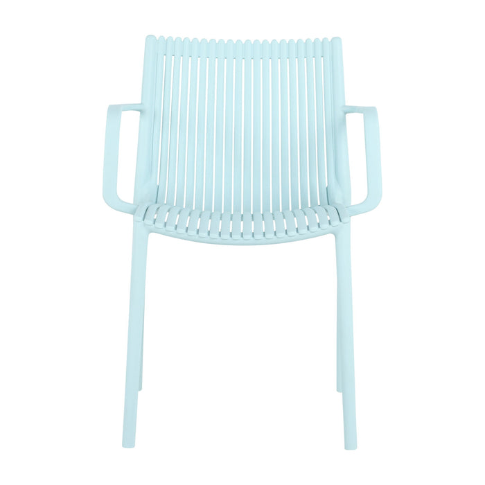4 Piece Stackable Single Chairs With Vertical Stripe Design For All Weather