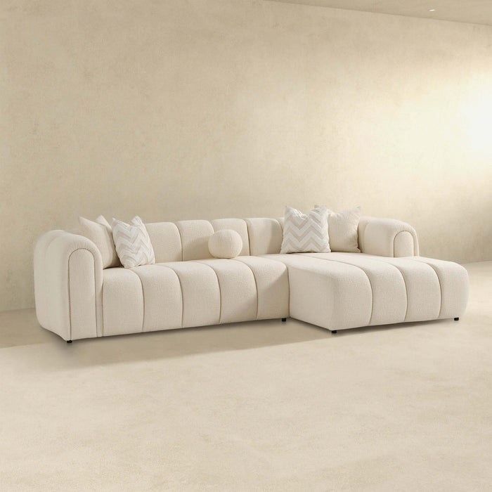 Beatrice - Modern Tufted Right Sectional Sofa - Ivory