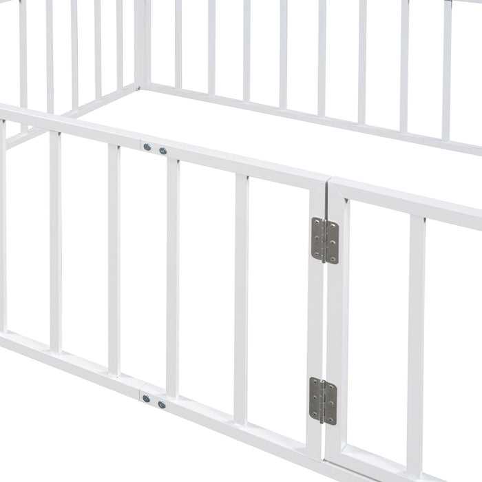 Metal Floor Bed Frame With Fence And Door
