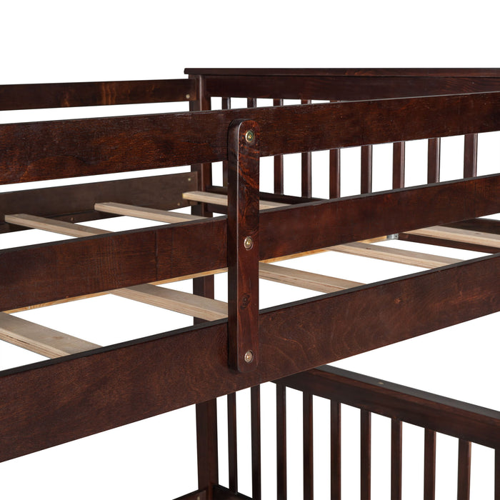 Bunk Bed With Ladders And 2 Storage Drawers