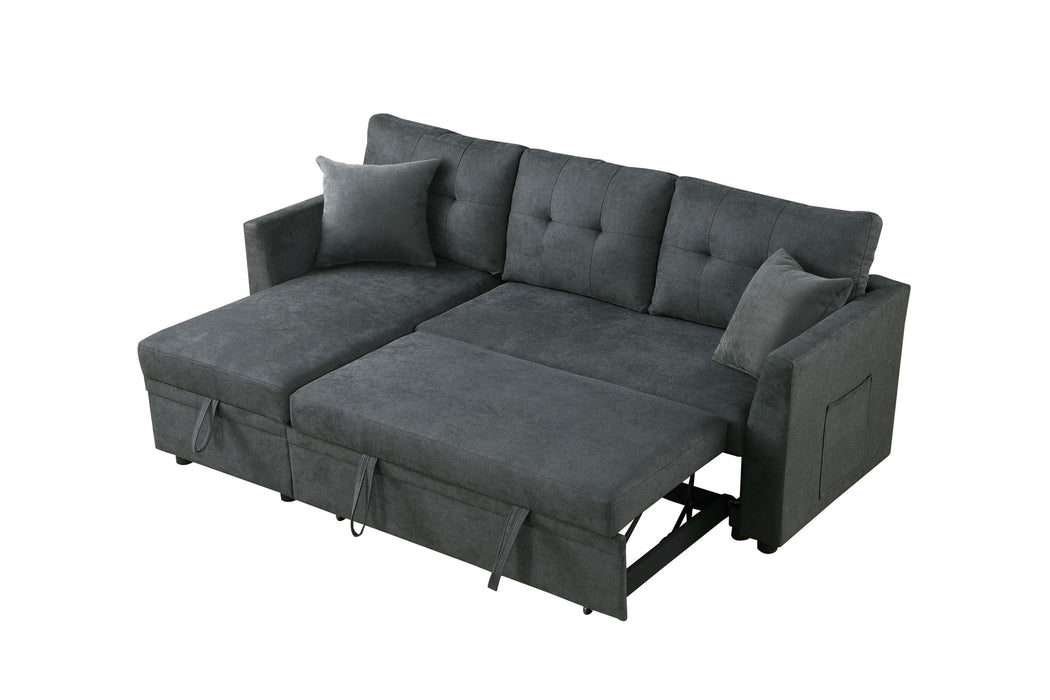 Sectional Sofa Bed L Shaped Sofa Couch Bed With USB Port, Reversible Chaise With Storage