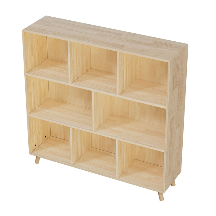 8 Compartment Storage Cabinet With Fixed Shelves For Books - Wood