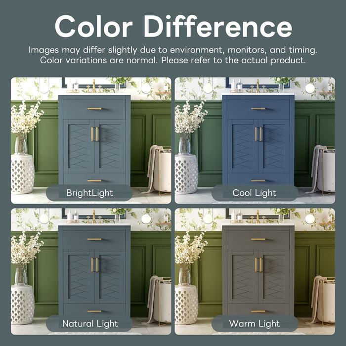 Modern Bathroom Vanity With Integrated Ceramic Sink, 2 Door Cabinet With Tip-Out Drawer