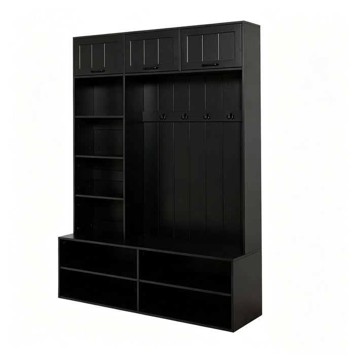 Farmhouse Hall Tree & Bench And Shoe Storage