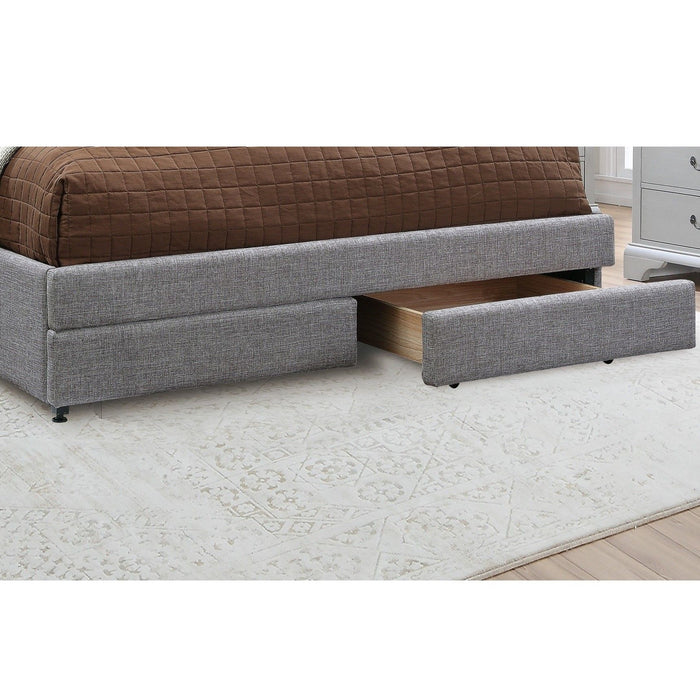 Contemporary Upholstered Bed With Storage Drawers