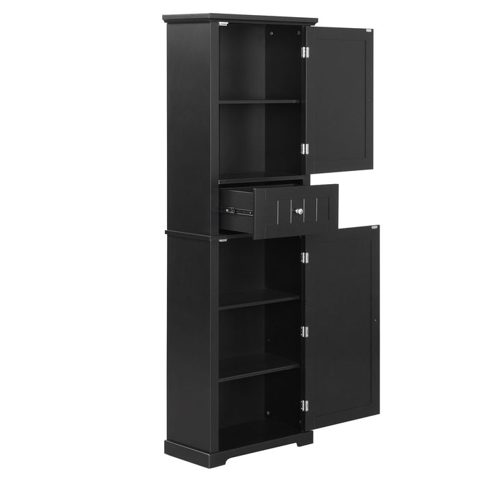 Tall Freestanding Bathroom Storage Cabinet With Drawer And Adjustable Shelf