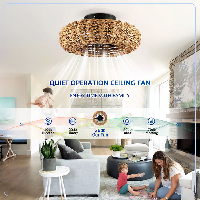 Ceiling Fan With Remote Control, 6 Speed, DC Motor Reversible Ceiling Fan For Living Room - Matte Black
