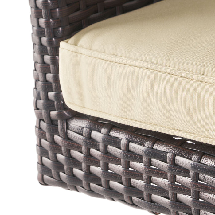 Outdoor Modern Rattan Swivel Barstool With Tapered Legs - Beige / Multibrown