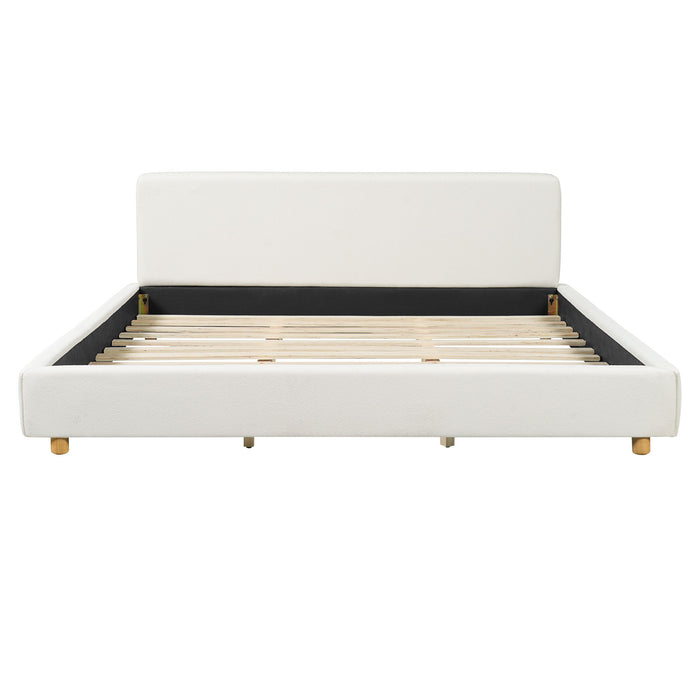Upholstered Platform Bed Frame With Thick Headboard