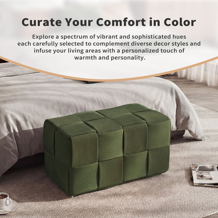 Modern Ottoman Foot Rest With Woven Design