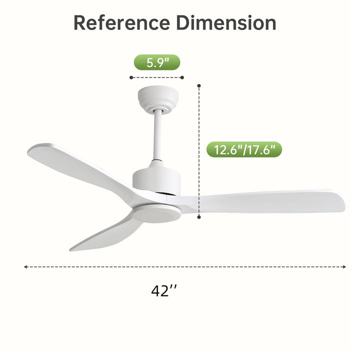 42" Ceiling Fan With DC Reversible Motor, 3 Blades, Timer Function