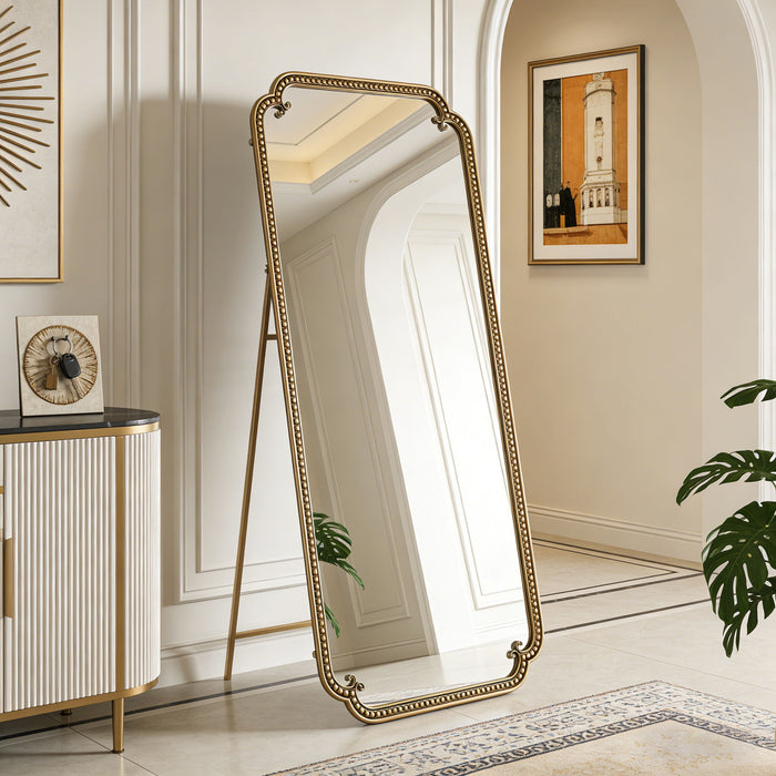 Full Length Mirror With Stand, Floor Standing Dressing For Bedroom - Antique Gold