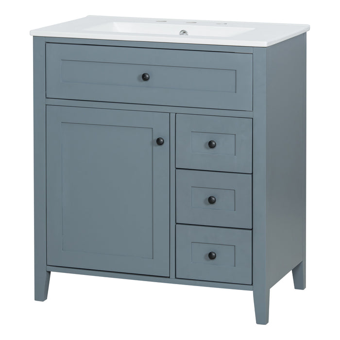 Bathroom Vanity With Sink, 3 Drawers And Adjustable Shelf