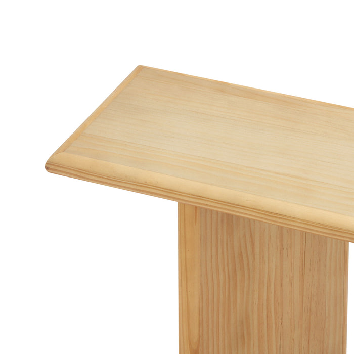 X-Frame Console Table, Angled Cross Leg Design, Rounded Edges - Natural
