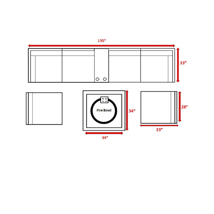 Contemporary Patio Seating Set With Fire Pit