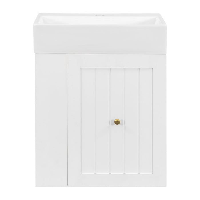 Modern Bathroom Vanity With Sink, Storage Cabinet, Drawer & Side Shelf