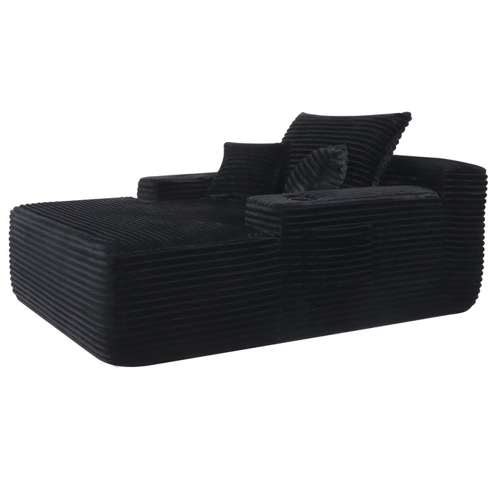 Convertible Chaise Lounge Chair & Wide Armrest & Throw Pillows - Black