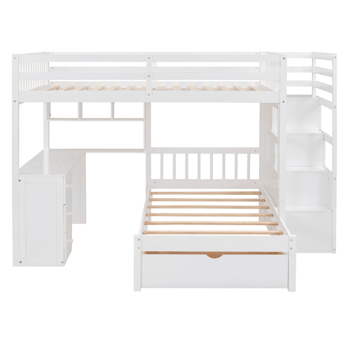Bunk Bed With Desk, Drawers And Shelves