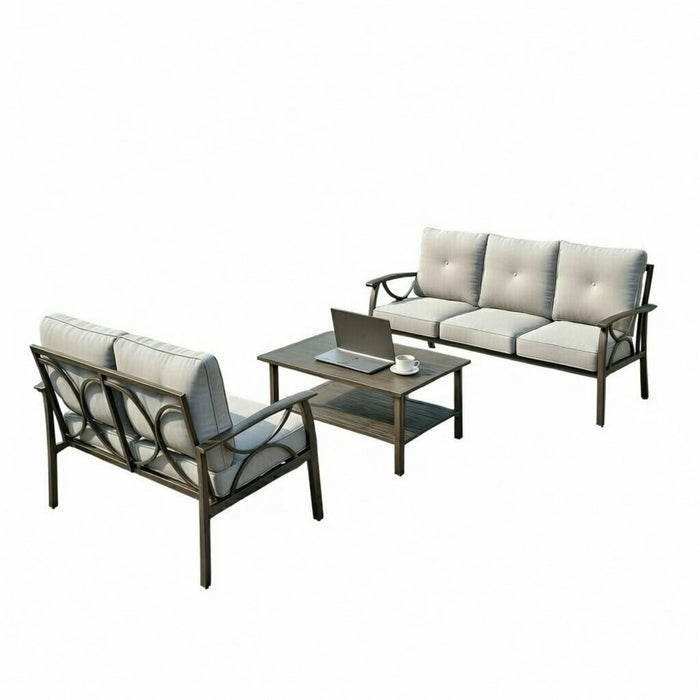 Patio Furniture Set With Coffee Table And Cushions For Backyard