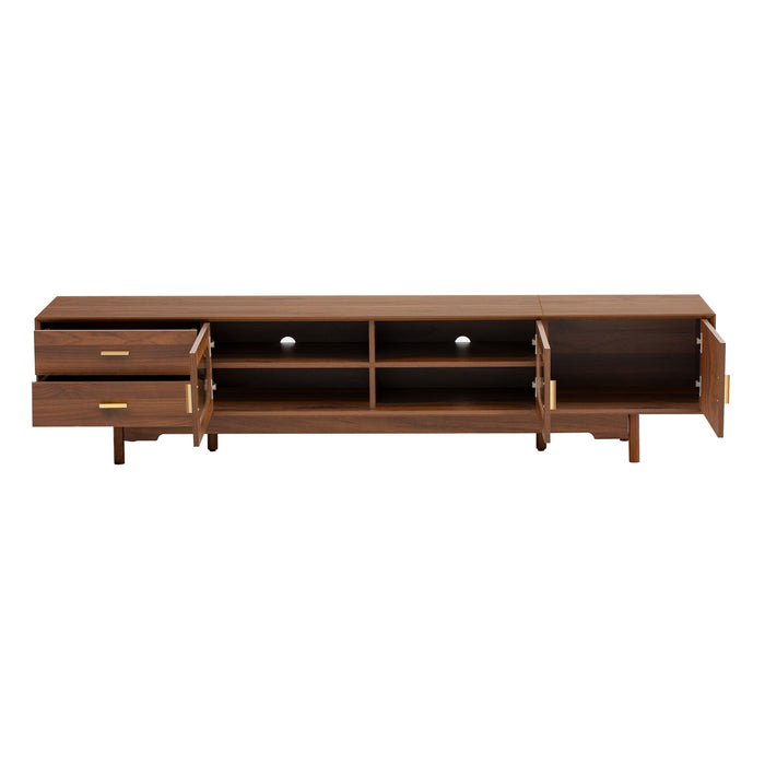 Modern TV Stand With Fluted Glass Doors & 2 Drawers
