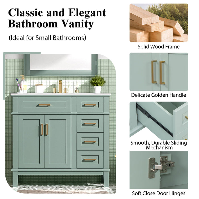 Modern Bathroom Vanity With Ceramic Sink, Soft Close Storage Cabinet