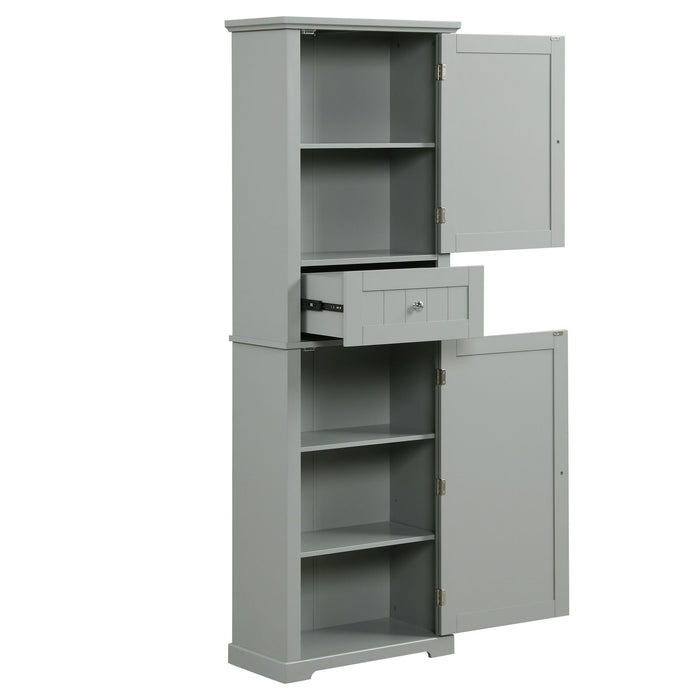 Tall Freestanding Bathroom Storage Cabinet With Drawer And Adjustable Shelf