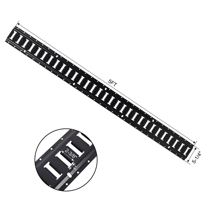 18 Pieces E Track Tie-Down Rail Kit For Trucks, Vans, And Garages With O-Ring Anchors And Ratchet Straps - Black