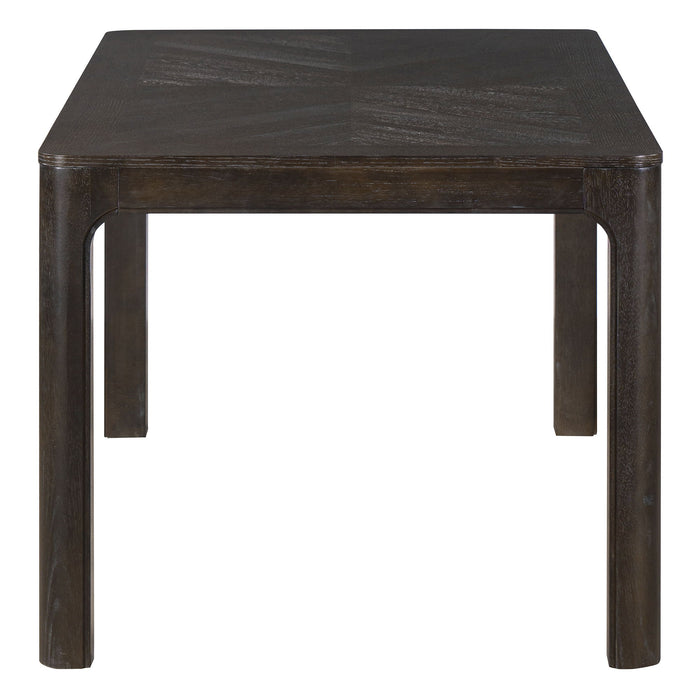 Rectangular Dining Table With Parquet Top, Rounded Corners