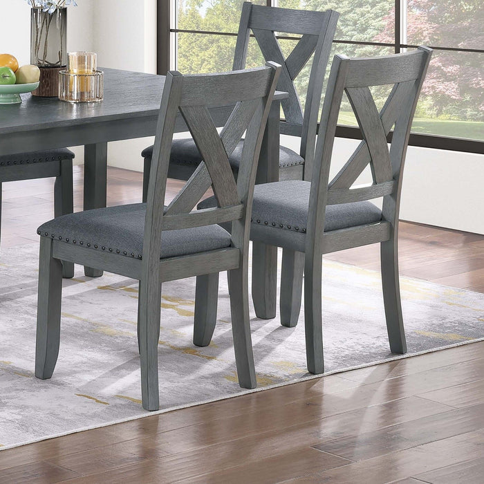 7 Piece Dining Room Furniture, Table And 6 Chairs Set - Gray
