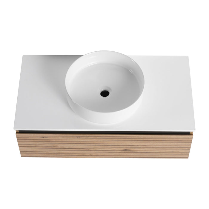 Wall Mounted Bathroom Vanity With Art Sink & 1 Soft Close Drawer