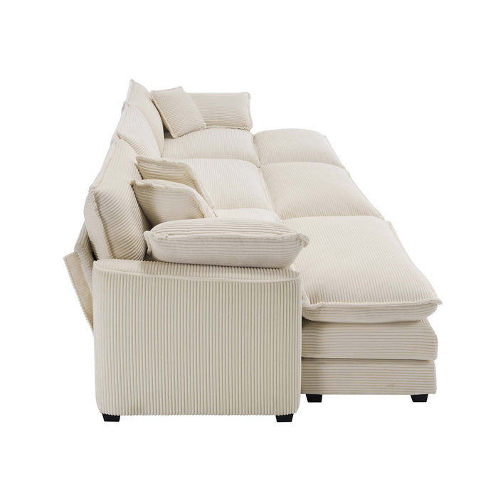 Modern Oversized Modular Cushion Sofa With Ottoman, Low Back, Deep Seating Sofa Set
