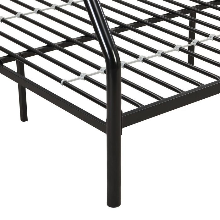 Modern Twin Over Full Metal Bunk Bed With Trundle And Dual Side Ladder And Metal Design - Black / Brown