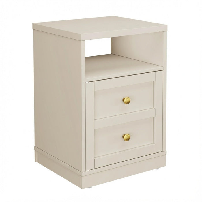 Nightstand With Door & Shelf, 2 Drawer Side Table