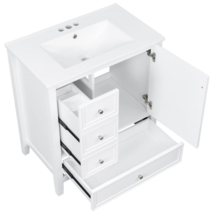 Modern Bathroom Vanity With Sink, 1 Cabinet & 3 Drawers