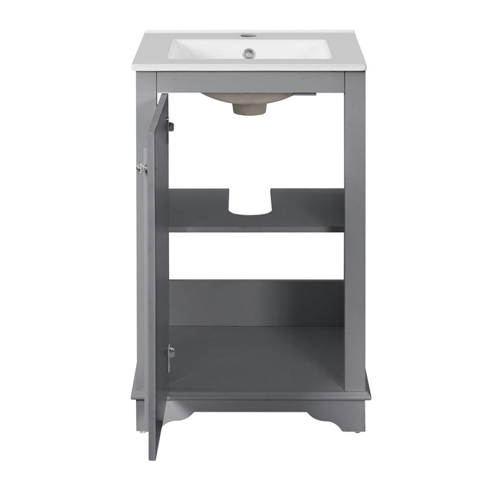 Bathroom Vanity With Sink, Freestanding Single Cabinet Set, Soft Close Door, Adjustable Shelf