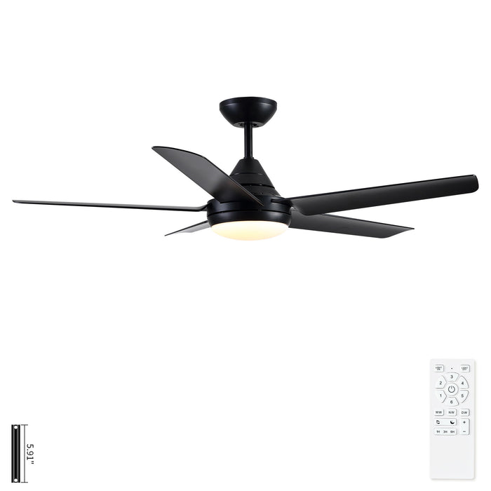 Ceiling Fan With Lights And Remote Control, Reversible DC Motor, 6 Speeds, 3 Cct Dimmable LED, Quiet Timer For Indoor - Black
