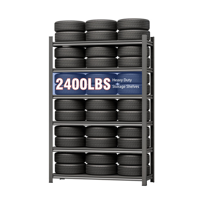 Garage Shelving Units 2400LBS Heavy Duty Storage Shelves Adjustable Metal Shelf 6 Tier - Black