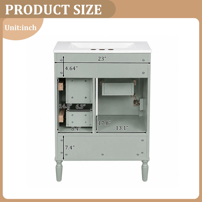 Modern Bathroom Vanity With Sink, Soft Close Doors, 3 Drawers