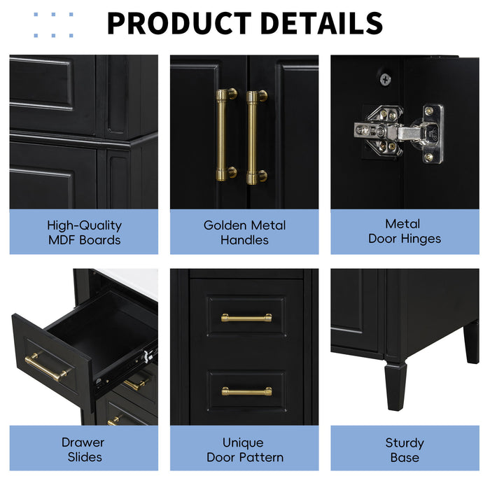 Bathroom Vanity With Sink, 4 Drawers, 2 Doors