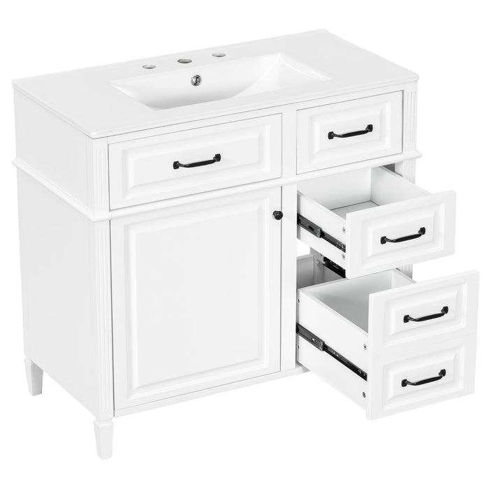 Modern Bathroom Vanity With Sink Top, Flip Drawer Design