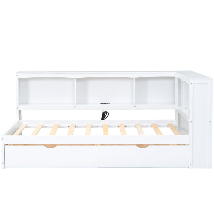 Daybed With 2 Storage Drawers, Storage Cabinets, USB Ports